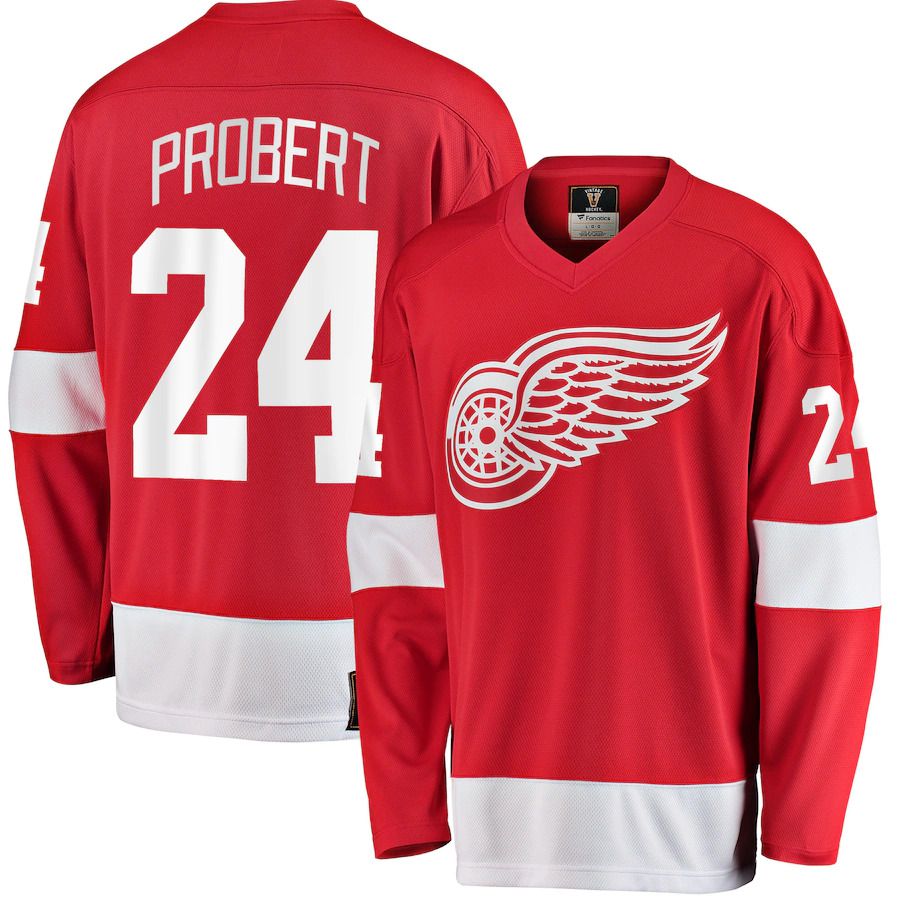 Men Detroit Red Wings 24 Bob Probert Fanatics Branded Red Premier Breakaway Retired Player NHL Jersey